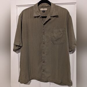 Tommy Bahama Army Green Herringbone Silk Shirt